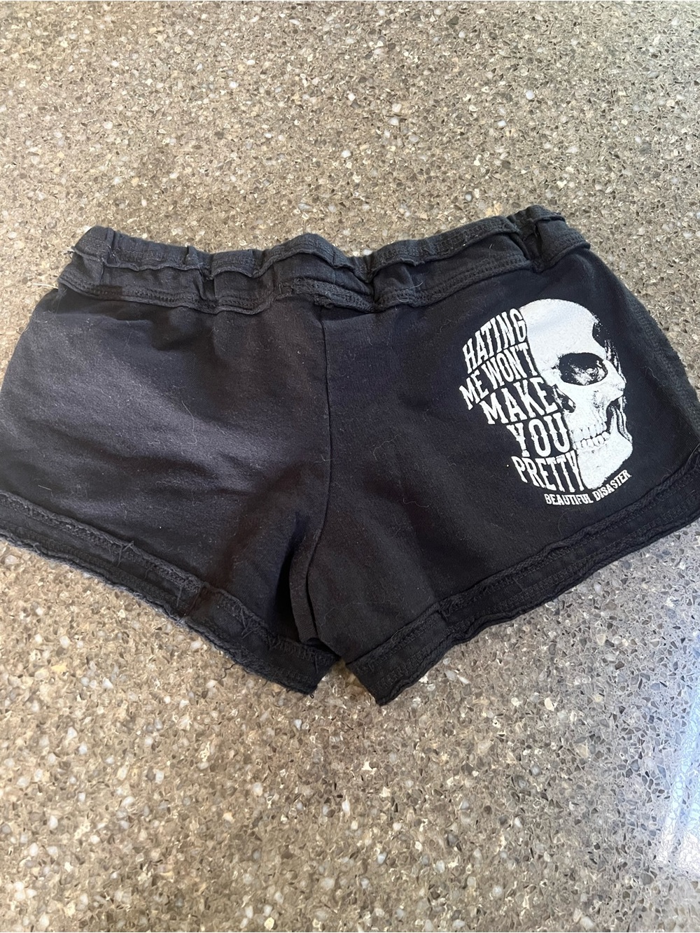 Beautiful Disaster Women's Black Graphic Skull Bike Shorts Hot Pants Goth Skater